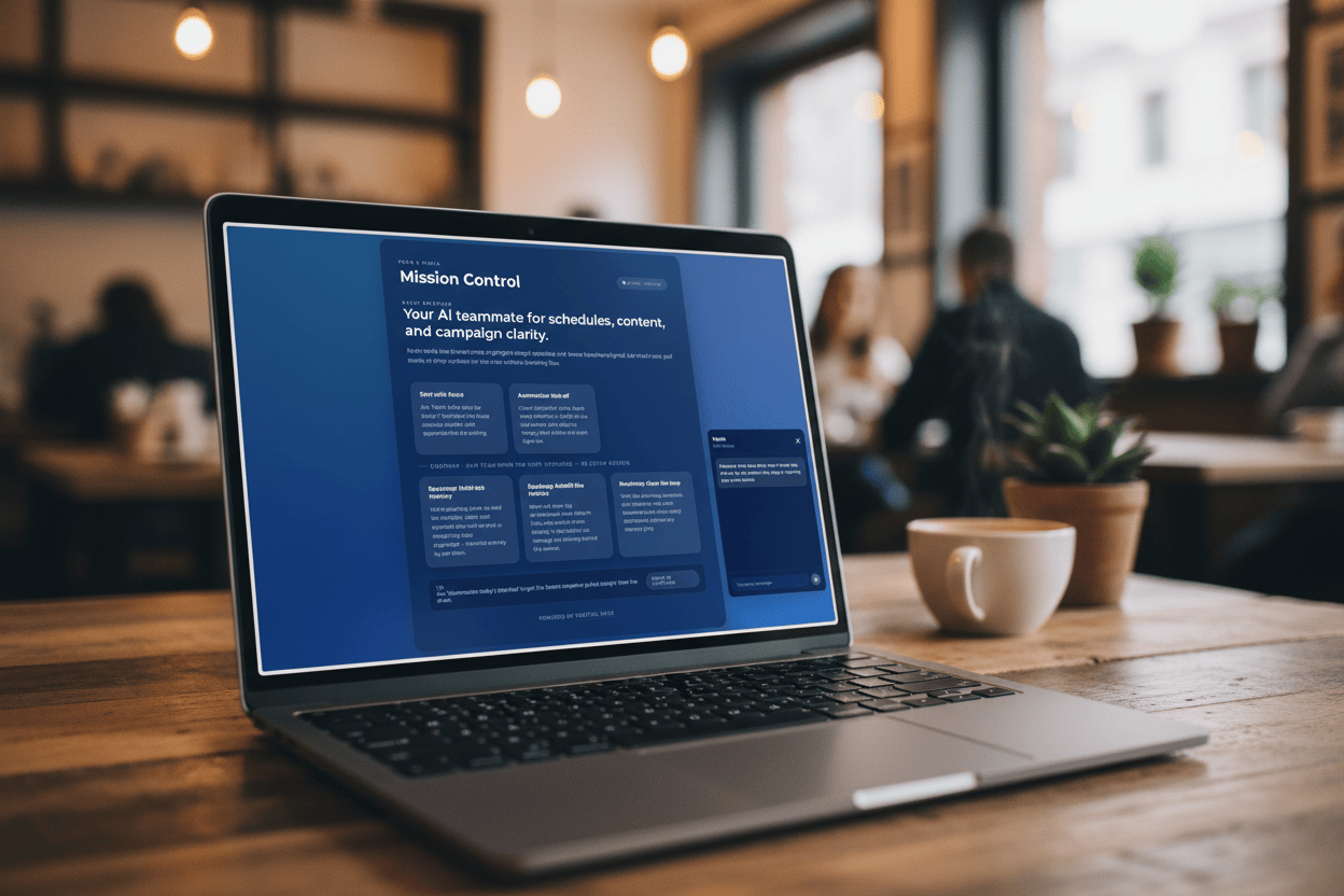 Assistant assembling a social media schedule for Four K Media